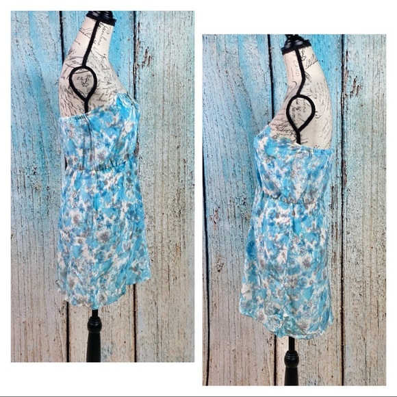 BEC + BRIDGE EUC Blue Sky Printed Strapless Silk Dress - Picture 4 of 12